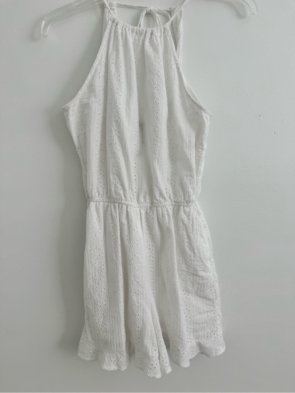 BCBGeneration White Eyelet Halter Romper